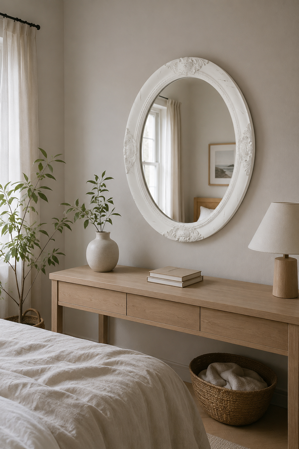 Miroir Rond Baroque Bois Ornementé Bord Biseauté 12 Variantes