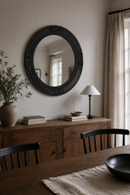 Miroir Rond Baroque Bois Ornementé Bord Biseauté 12 Variantes