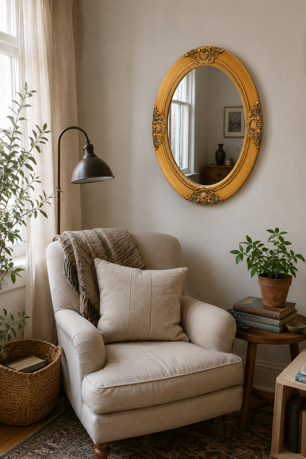 Miroir Rond Baroque Bois Ornementé Bord Biseauté 12 Variantes
