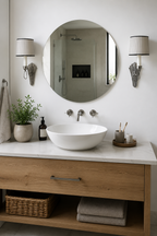 Miroir Rond Verre Trempé Bord Poli Argent
