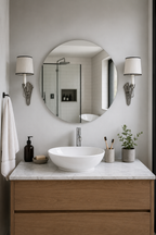 Miroir Rond Verre Trempé Bord Poli Argent