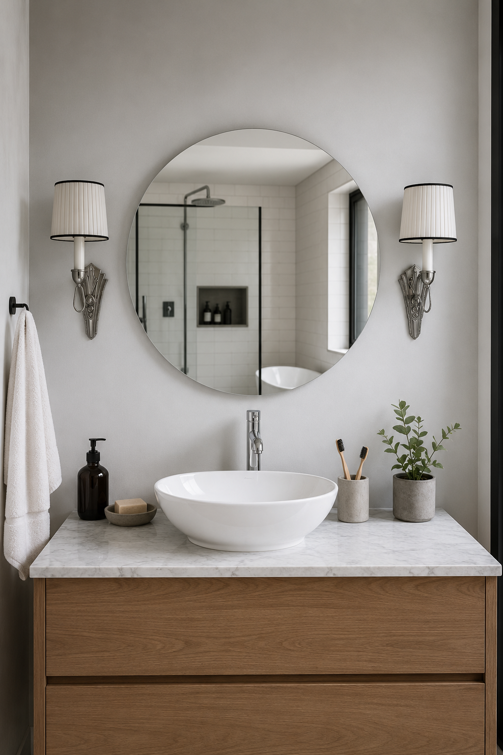 Miroir Rond Verre Trempé Bord Poli Argent