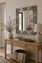 Miroir Baroque Argenté Carré Cadre Classique