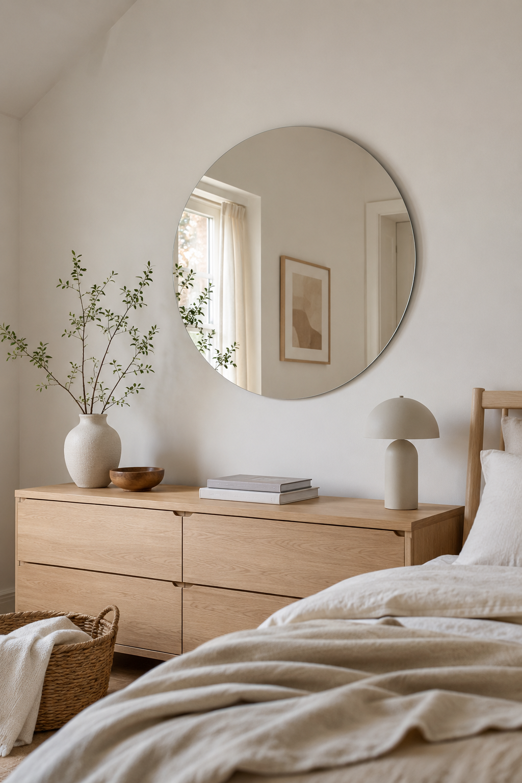 Miroir Rond Sans Cadre Bord Poli Minimaliste 4 Diamètres