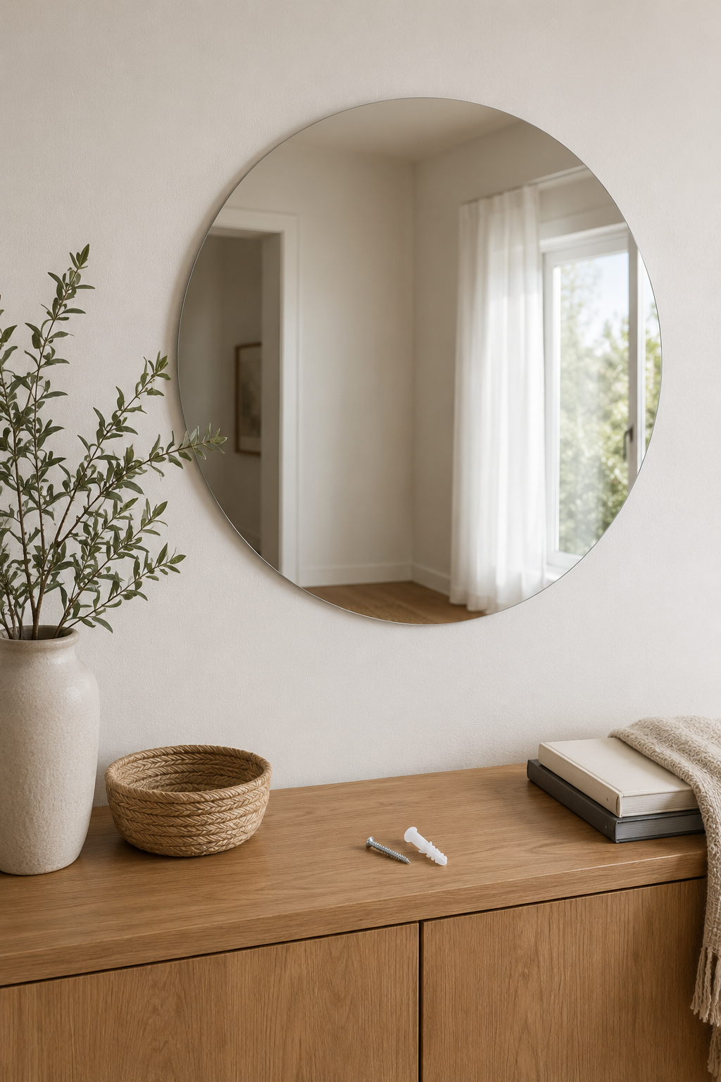 Miroir Rond Sans Cadre Bord Poli Minimaliste 4 Diamètres