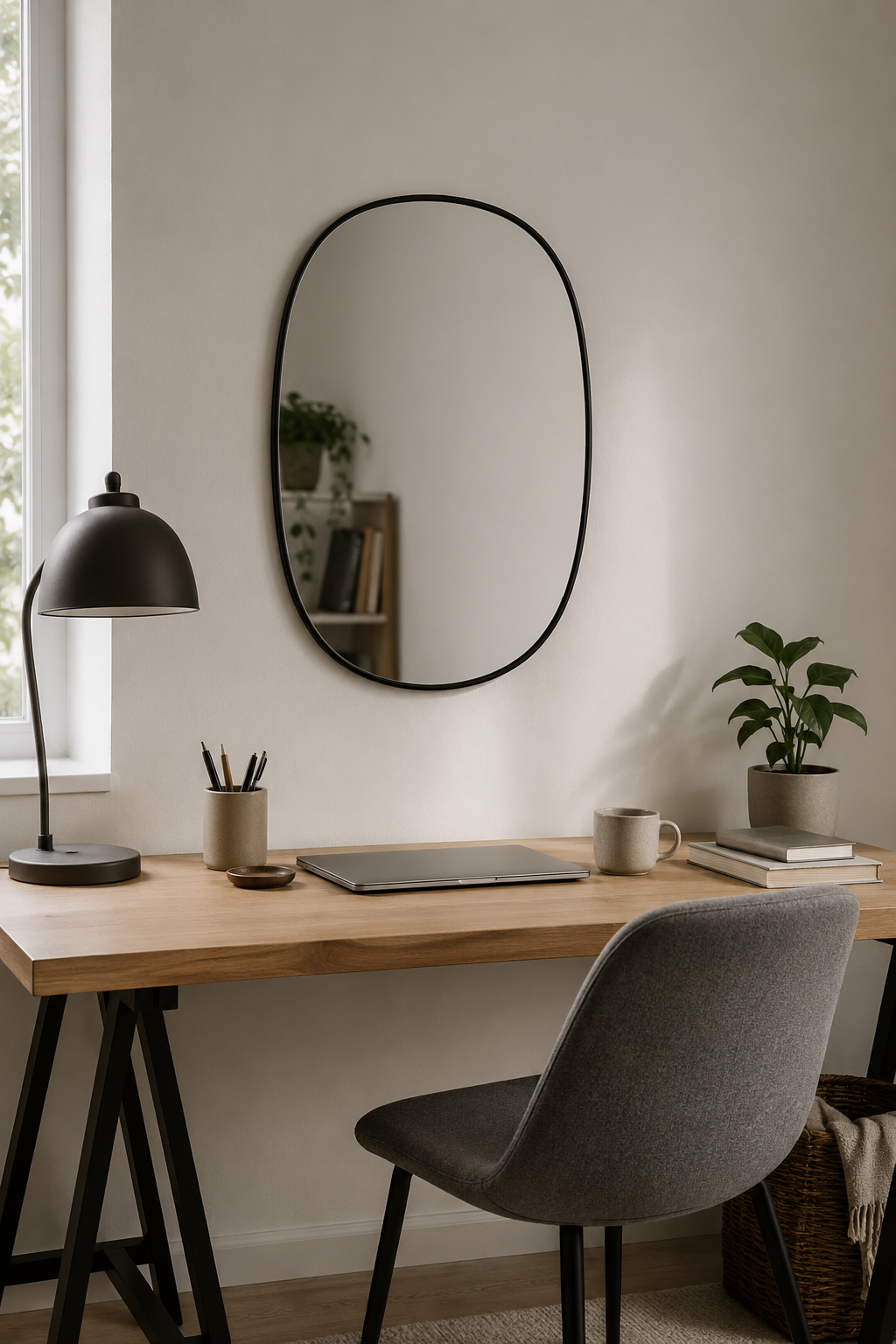 Miroir Mural Compact Finition Noire Mate