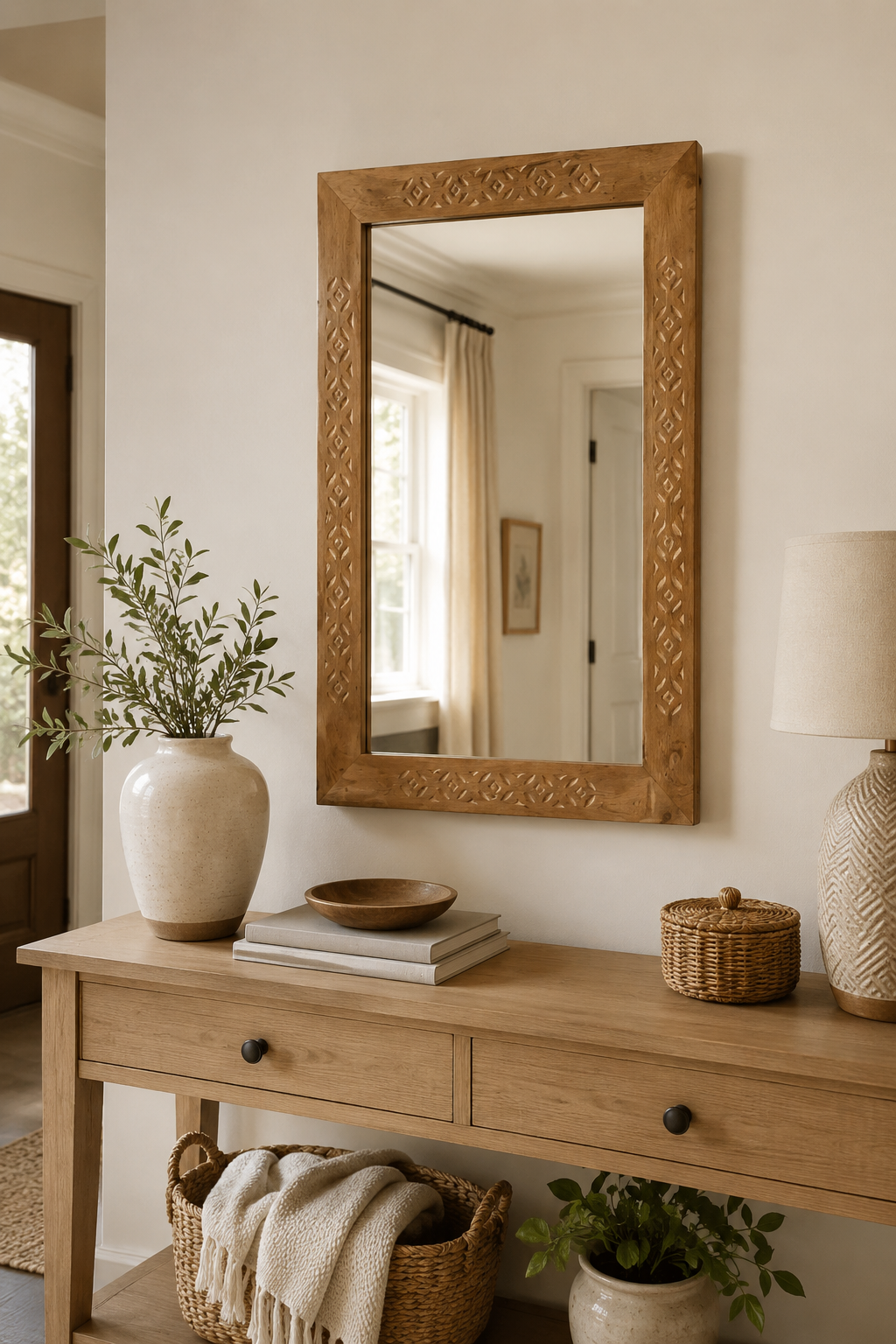 Miroir Salle de Bain Cadre Bois Minimaliste Reflet Premium
