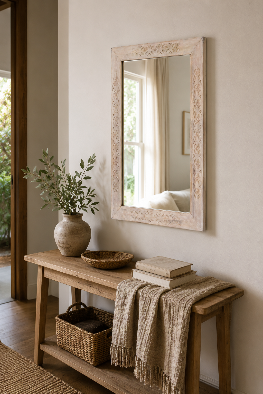 Miroir Salle de Bain Cadre Bois Minimaliste Reflet Premium