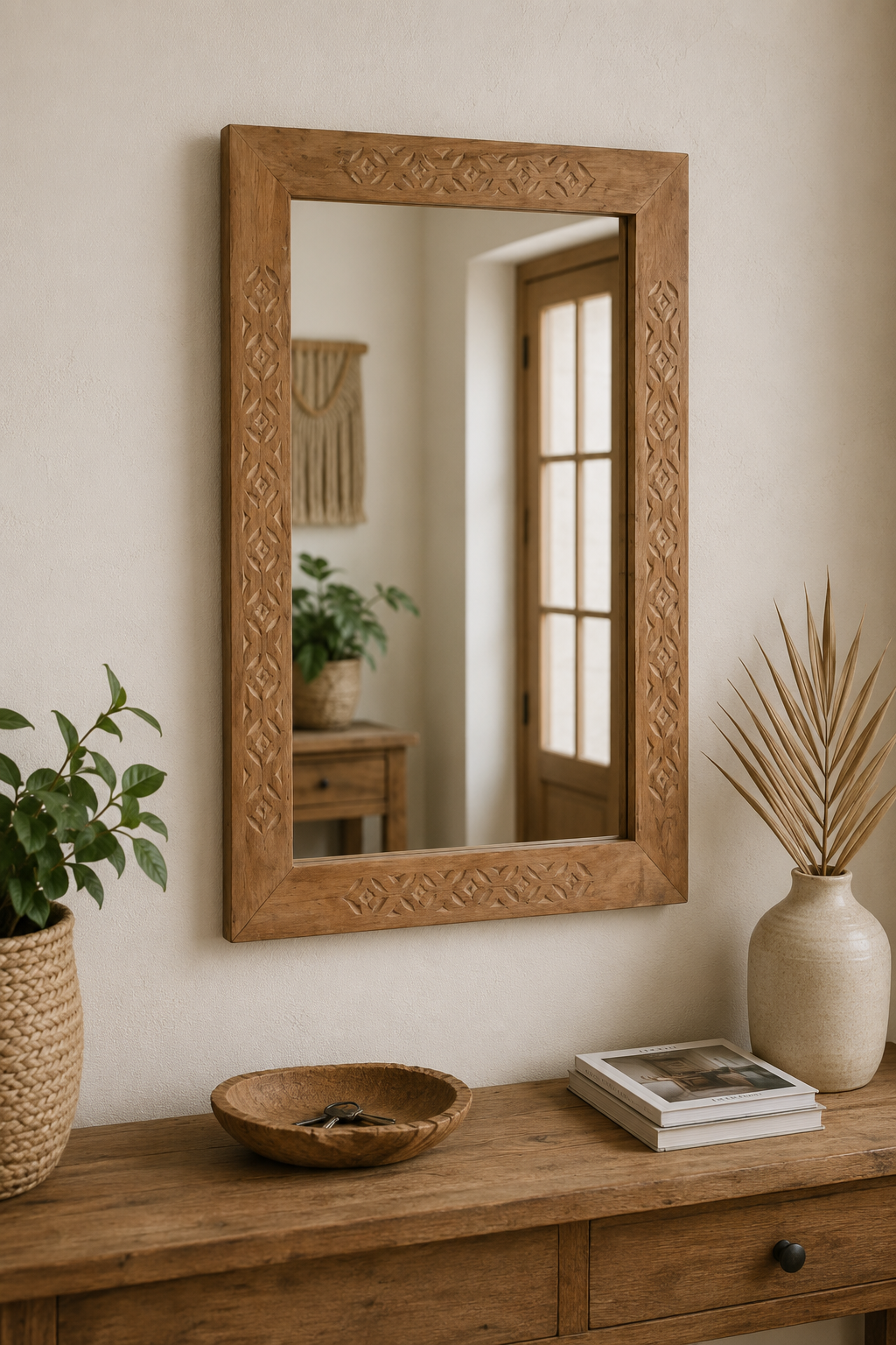 Miroir Salle de Bain Cadre Bois Minimaliste Reflet Premium