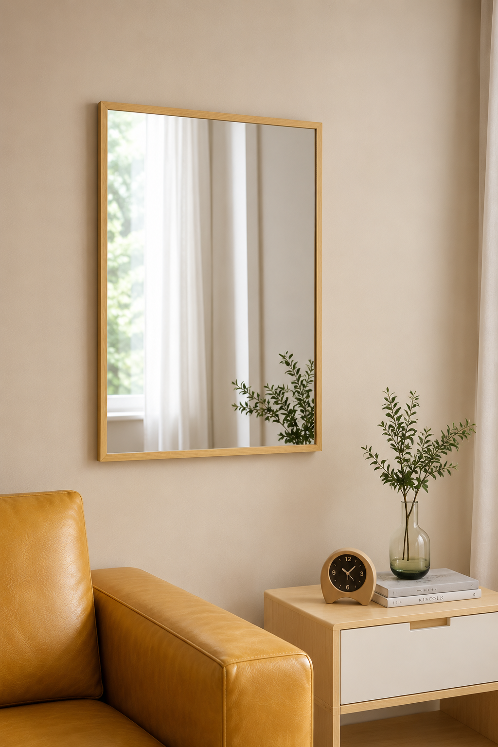 Miroir Rectangulaire Effet Bois Anti-Buée Double Pose