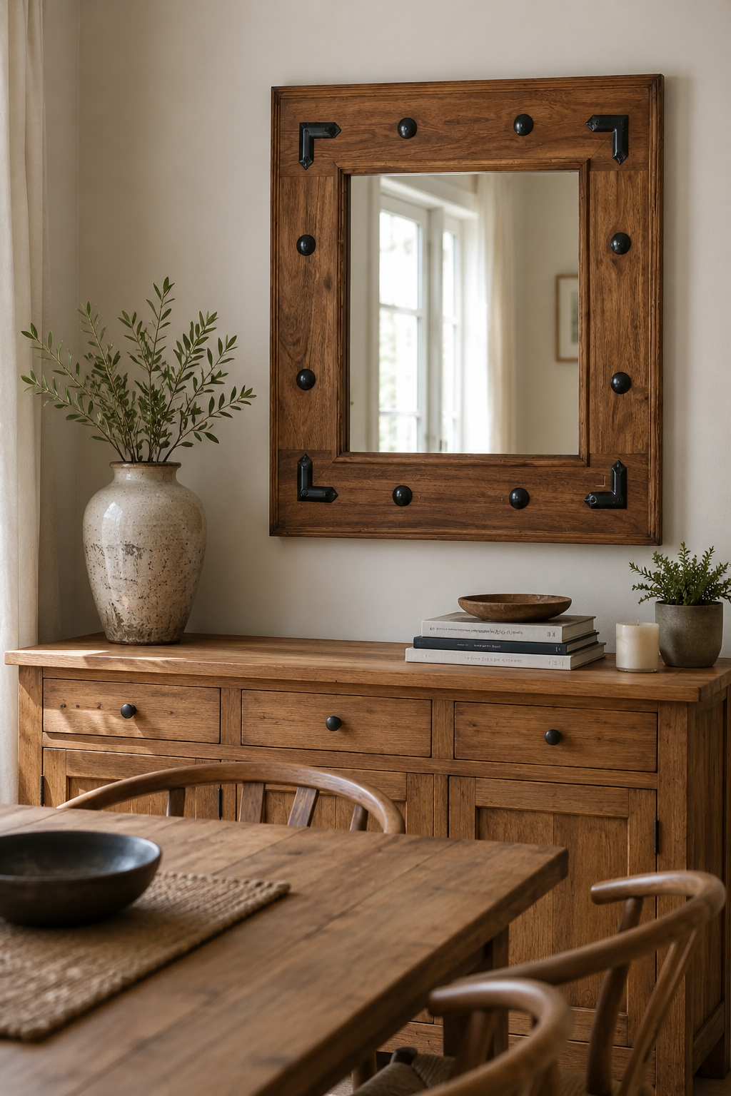 Miroir Bois Massif Vintage Veinage Artisanal 2 Formats