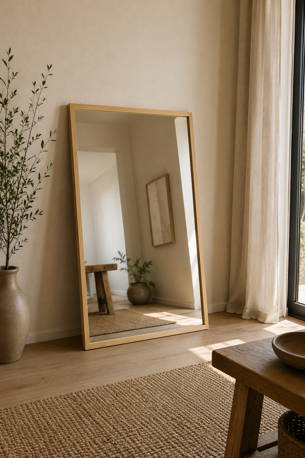 Miroir Rectangulaire Cadre Bois Naturel