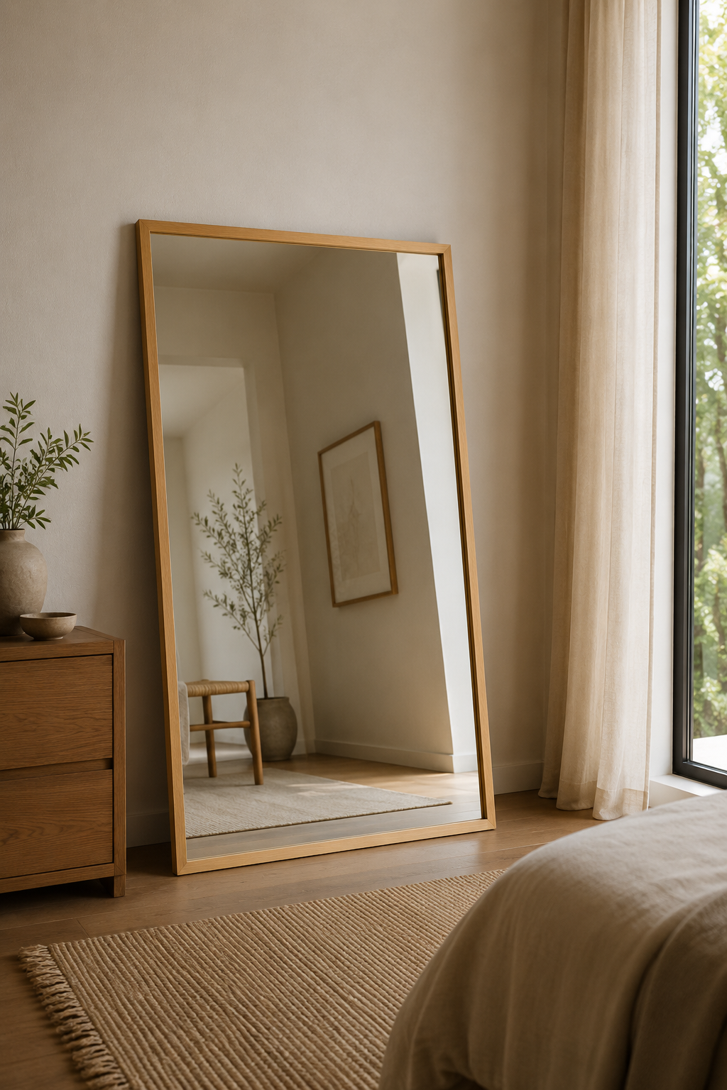 Miroir Rectangulaire Cadre Bois Naturel
