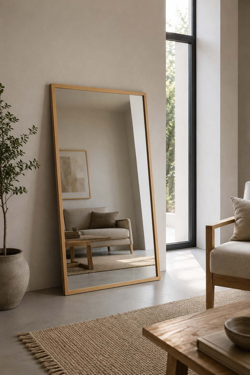 Miroir Rectangulaire Cadre Bois Naturel