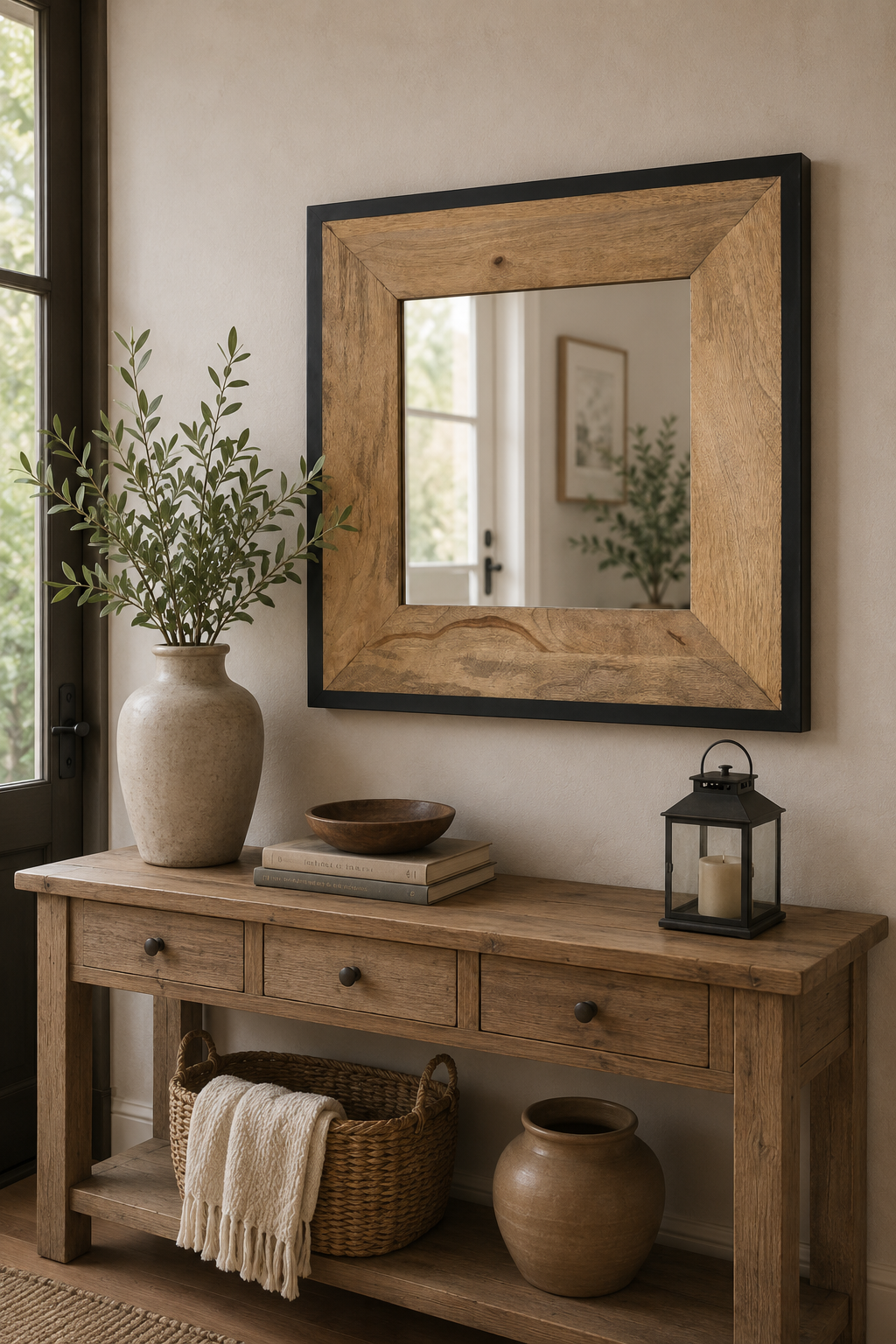 Miroir Mural Bois Exotique Artisanal Veinage Unique