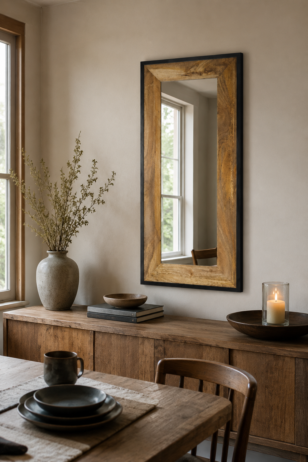 Miroir Mural Bois Exotique Artisanal Veinage Unique