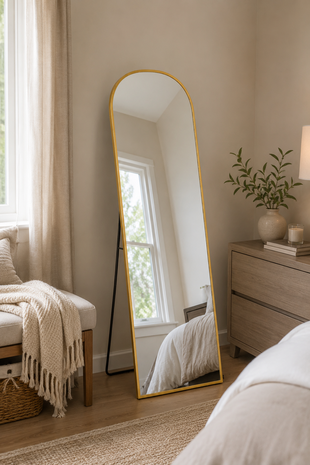 Miroir Sur Pied Pleine Longueur Doré Design Moderne