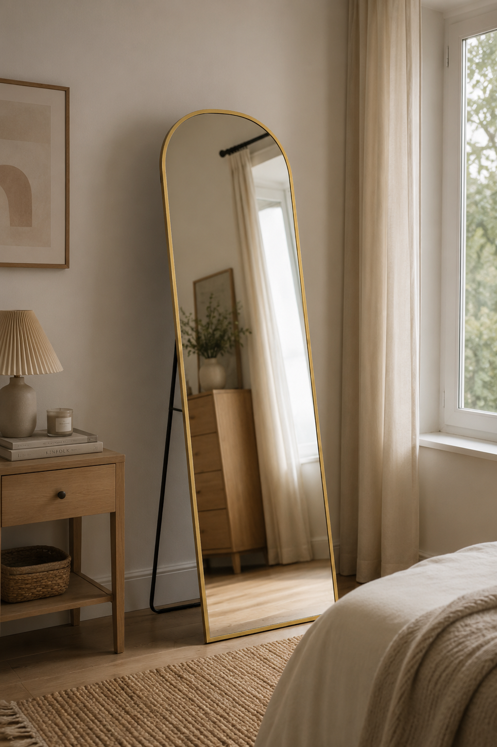 Miroir Sur Pied Pleine Longueur Doré Design Moderne