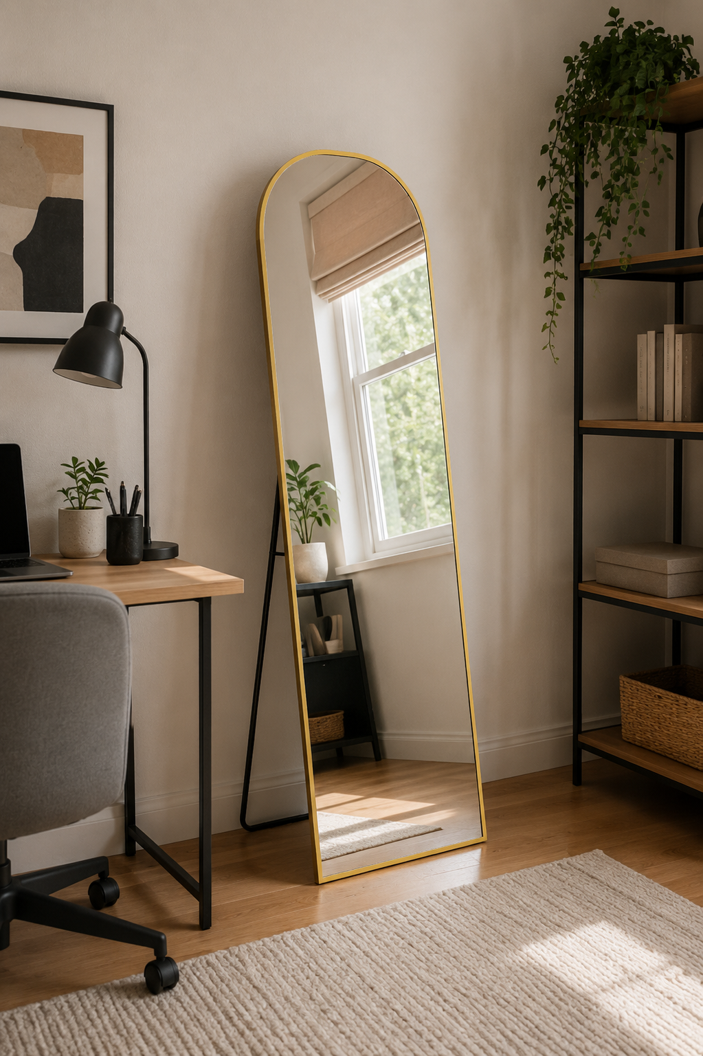 Miroir Sur Pied Pleine Longueur Doré Design Moderne