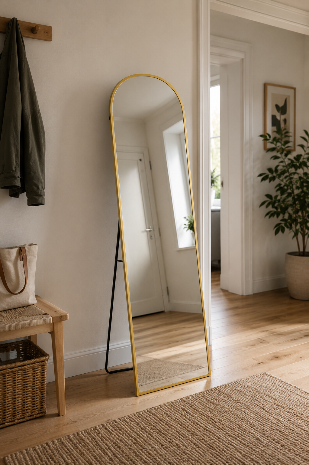 Miroir Sur Pied Pleine Longueur Doré Design Moderne