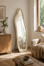 Miroir Sur Pied Ondulé Asymétrique Cadre Flanelle