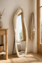 Miroir Sur Pied Ondulé Asymétrique Cadre Flanelle