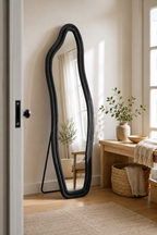 Miroir Sur Pied Ondulé Asymétrique Cadre Flanelle