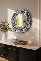 Miroir Rond Prestige Cadre Cristaux Scintillants