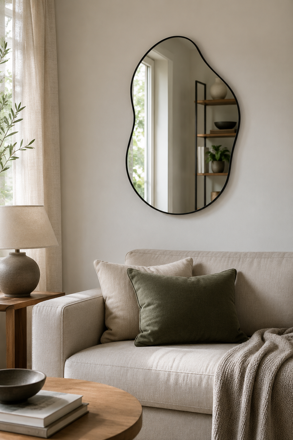 Miroir Asymétrique Forme Irrégulière Design Contemporain