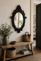 Miroir Baroque Noir Cadre Ornemental Style Château