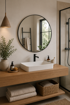 Miroir Rond Mural Cadre Noir Minimaliste