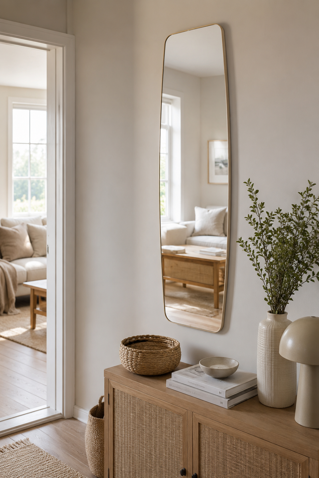 Miroir Doré Style Fenêtre Ovale Allongé