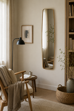 Miroir Doré Style Fenêtre Ovale Allongé