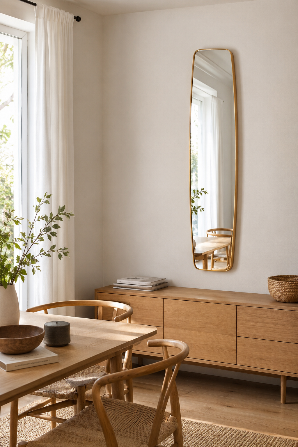 Miroir Doré Style Fenêtre Ovale Allongé