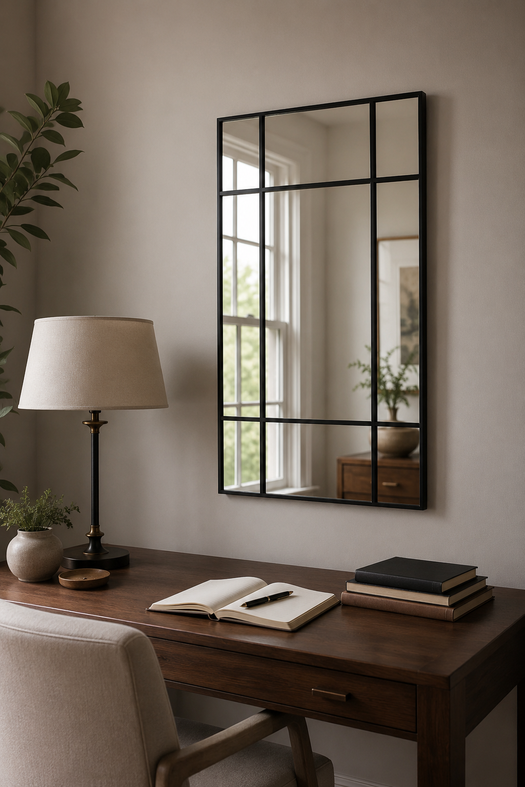 Miroir Style Fenêtre Industrielle Cadre Métal Noir