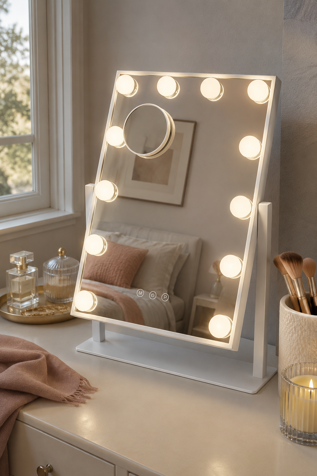 Miroir Maquillage Hollywood 12 Ampoules LED 3 Couleurs
