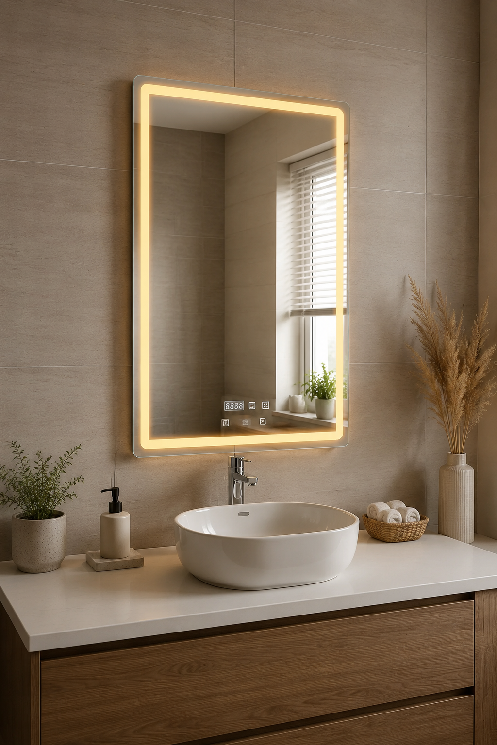 Miroir Connecté LED Anti-Buée Affichage Heure
