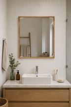 Miroir LED Salle de Bain Cadre Chêne Artisanal