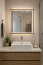 Miroir LED Salle de Bain Cadre Chêne Artisanal