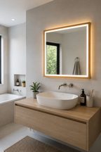Miroir LED Salle de Bain Cadre Chêne Artisanal