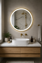 Miroir Rond LED Doré Intensité Variable