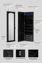 Armoire à Bijoux Porte Miroir Pleine Longueur 6 Tiroirs