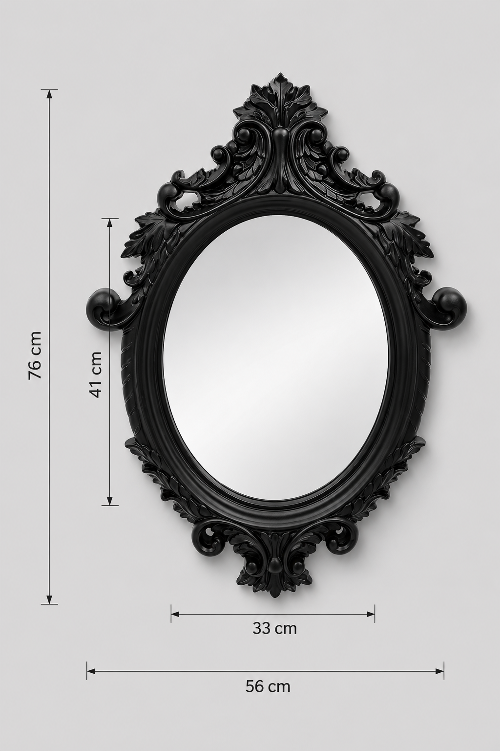 Miroir Baroque Noir Cadre Ornemental Style Château