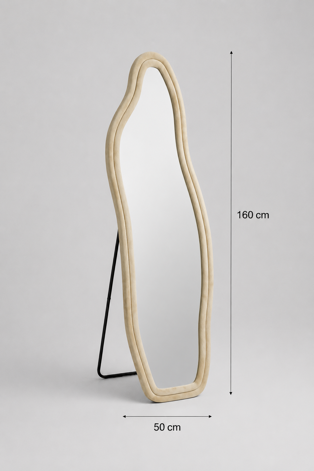 Miroir Sur Pied Ondulé Asymétrique Cadre Flanelle