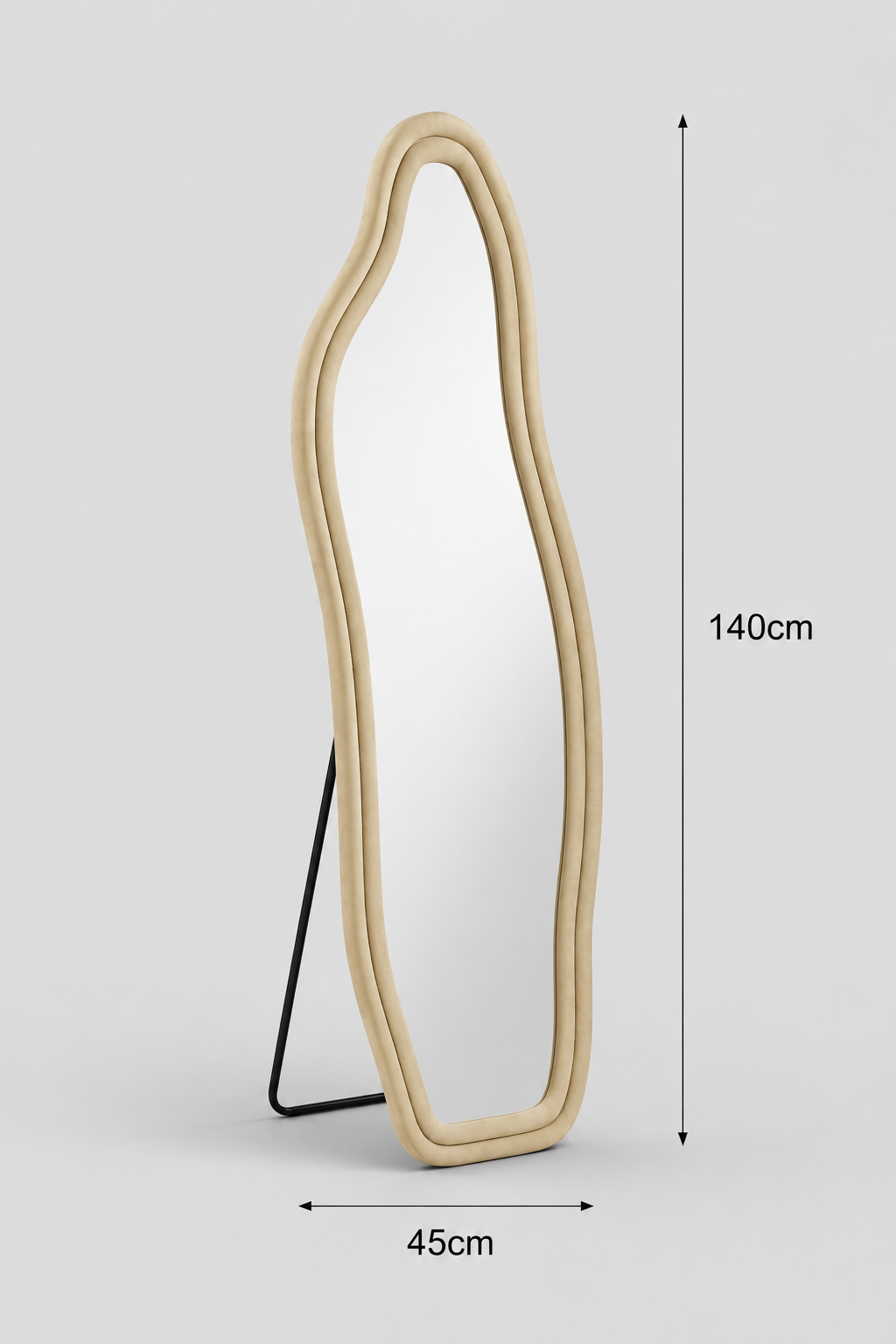 Miroir Sur Pied Ondulé Asymétrique Cadre Flanelle