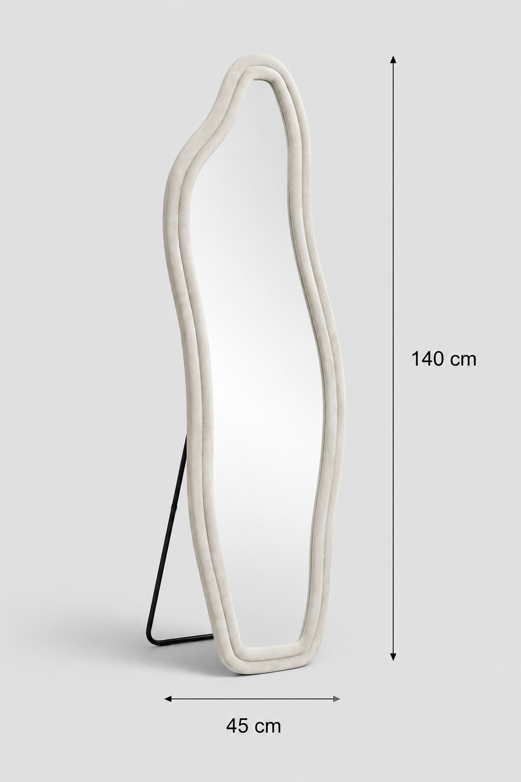 Miroir Sur Pied Ondulé Asymétrique Cadre Flanelle