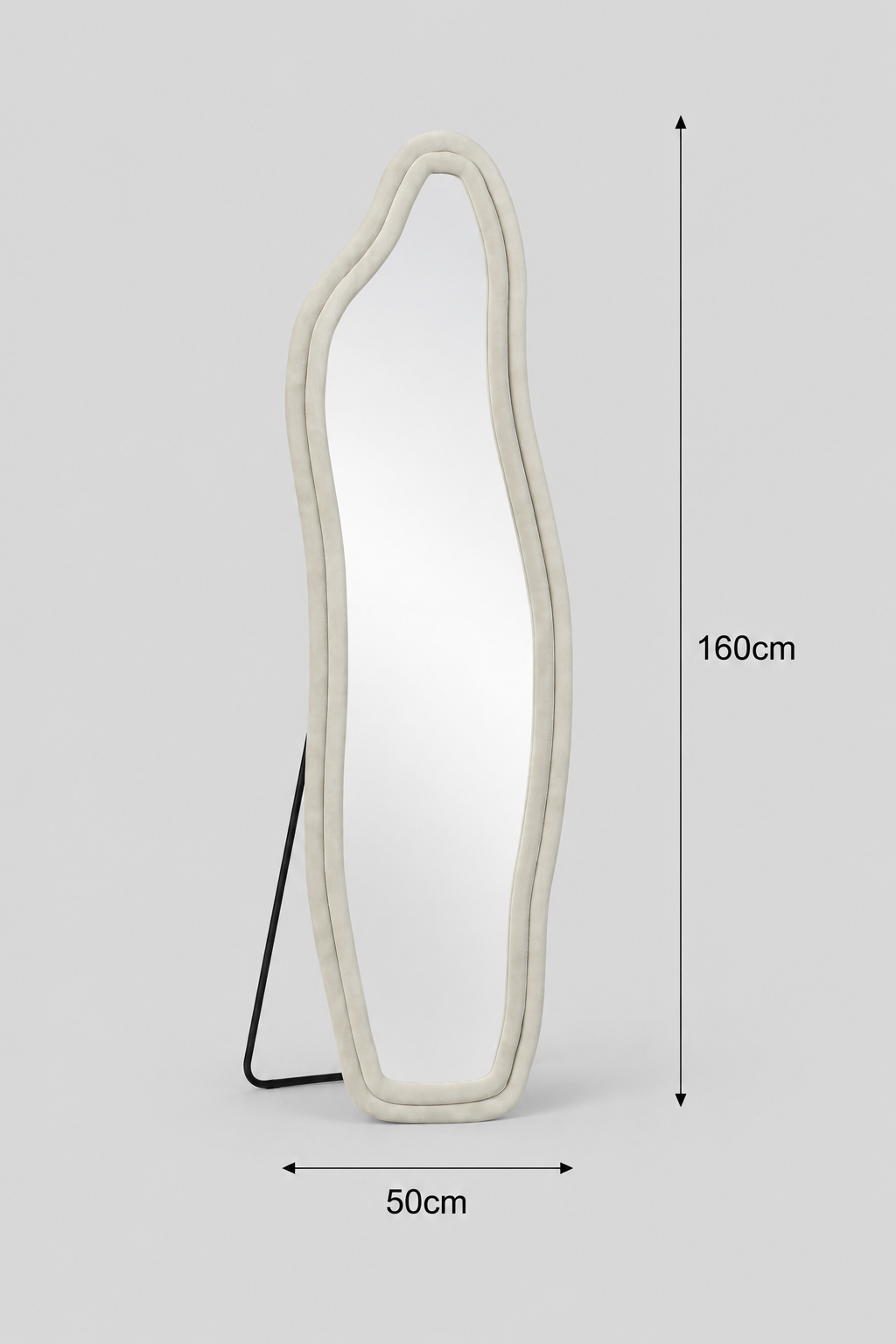 Miroir Sur Pied Ondulé Asymétrique Cadre Flanelle