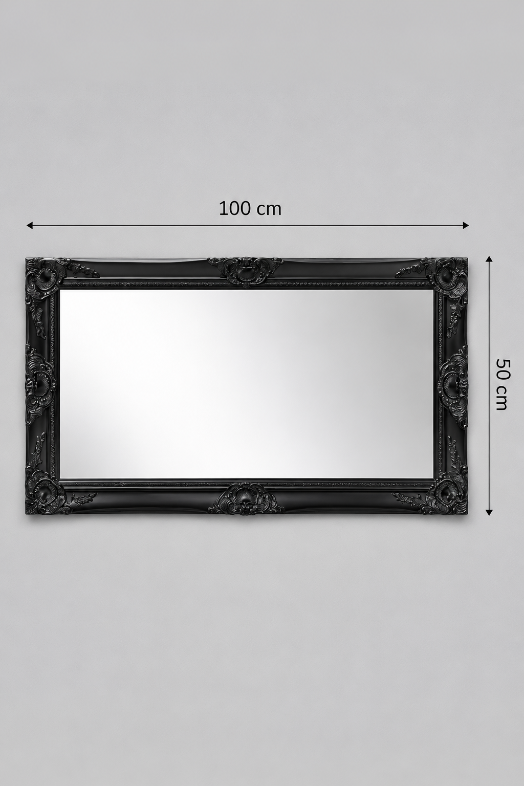 Grand Miroir Baroque Noir Cadre Ornemental