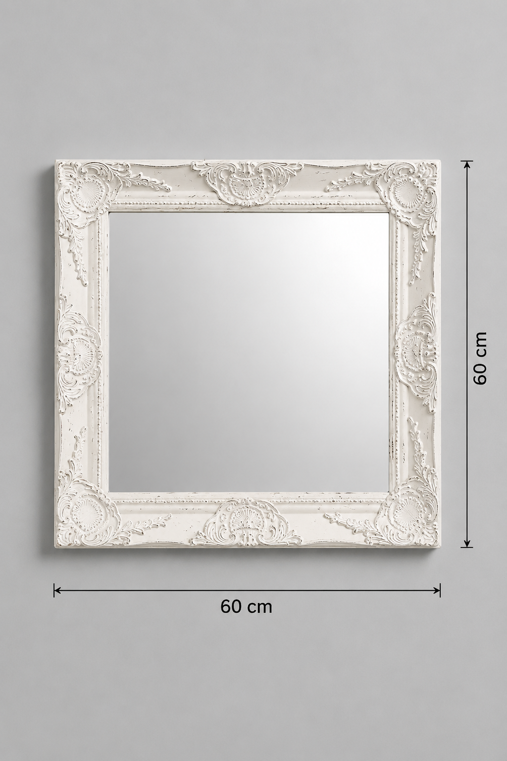 Miroir Baroque Blanc Carré Cadre Ornemental