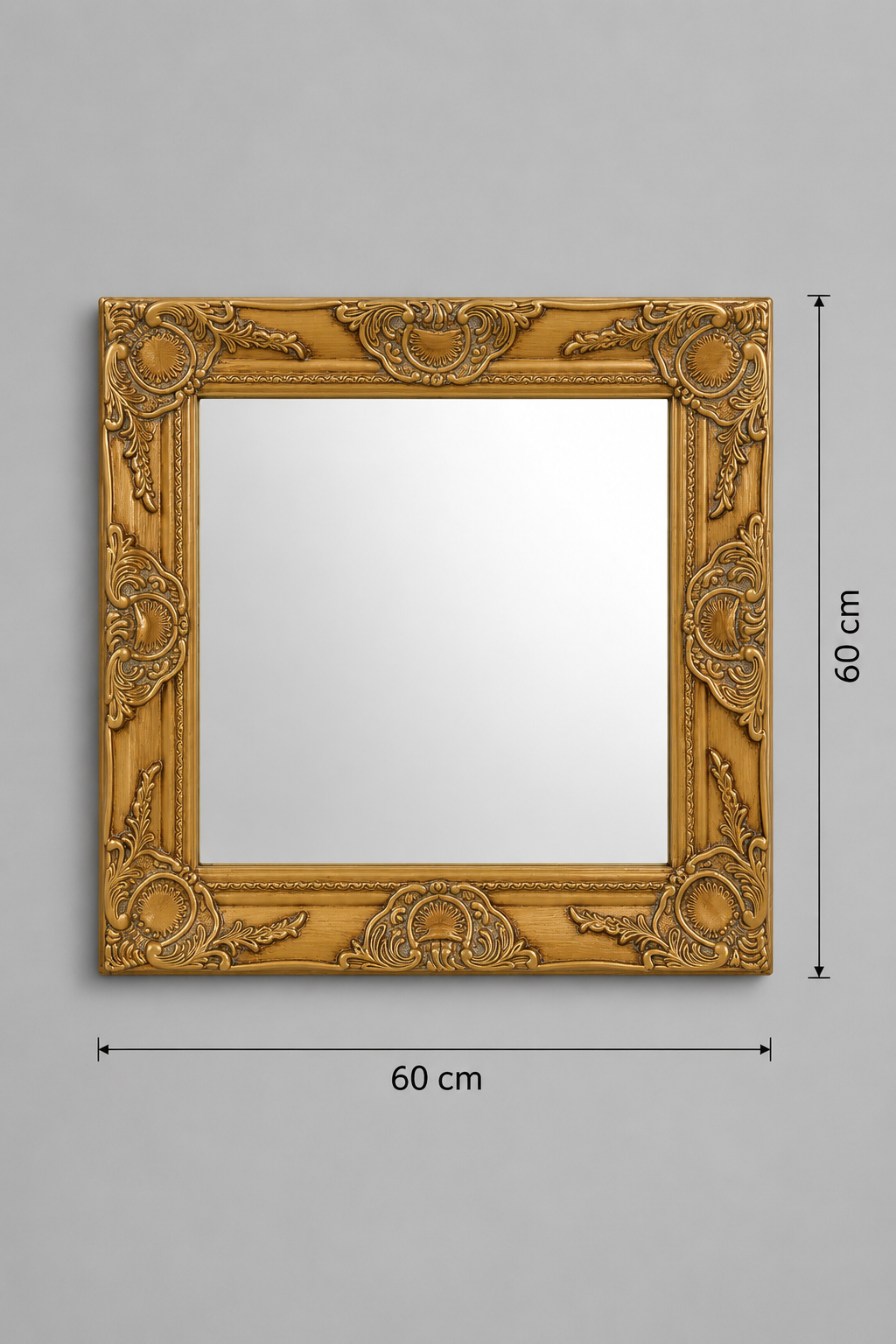 Miroir Baroque Doré Carré Cadre Ornemental Luxe